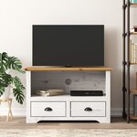 vidaXL Meuble TV avec 2 tiroirs BODO marron bois de pin massif
