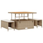 Ensemble 14 pièces de sofa de jardin avec coussins beige en poly rattan acacia