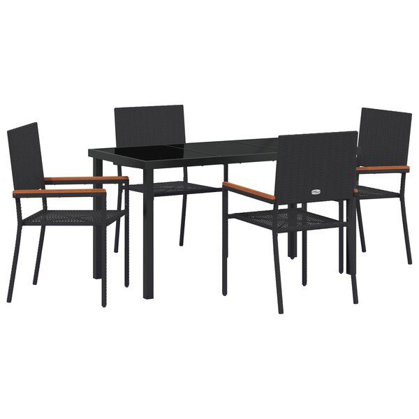 vidaXL Ensemble de salle à manger de jardin 5 pièces en poly rattan noir
