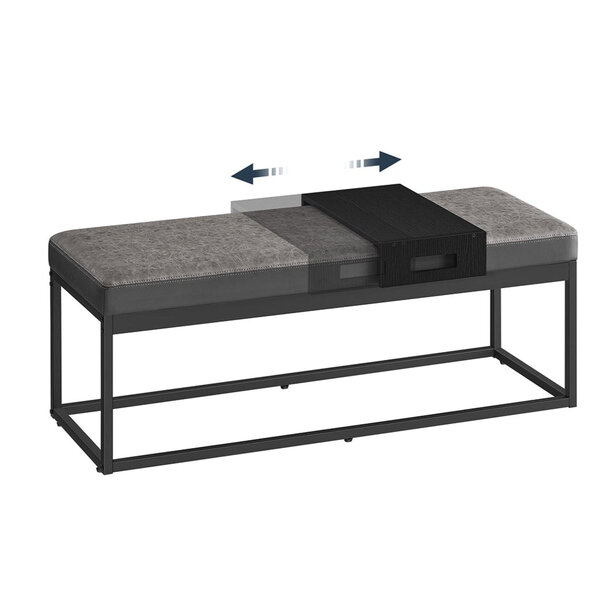 Banc bout de lit partie supérieure réversible 43 x 112 x 40 cm banc à chaussures petite tablette amovible minimaliste cadre en acier capacité 300 kg gris 12_0006077