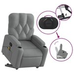 vidaXL Fauteuil de massage inclinable Gris clair Tissu