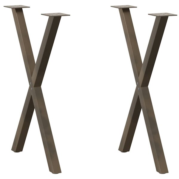 vidaXL Pieds de table à manger en forme de X  2 pièces  acier naturel  57 x (72-73) cm