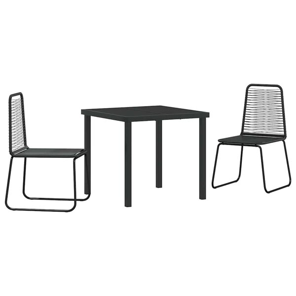 vidaXL Ensemble de salle à manger pour jardin 3 Pièces Noir Poly rotin