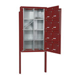 Bloc collectif Leabox  2x4  grade 3  simple face  Extérieur  fixation sur pieds à sceller  Rouge brun RAL 3011 finition brillante