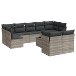 vidaXL Salon de jardin avec coussins 10 Pièces gris clair résine tressée