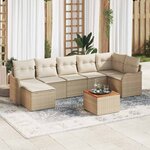 vidaXL Ensemble de canapé de jardin 8 Pièces Beige et blanc