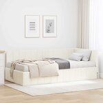 vidaXL Cadre de lit d'angle avec matelas Crème 100 x 200 cm Velours