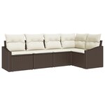 vidaXL Ensemble de salle à manger de jardin de 5 pièces avec coussins en poly rattan marron