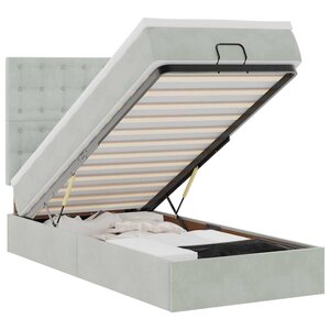 vidaXL Cadre de lit ottoman et matelas gris clair 100x200 cm velours
