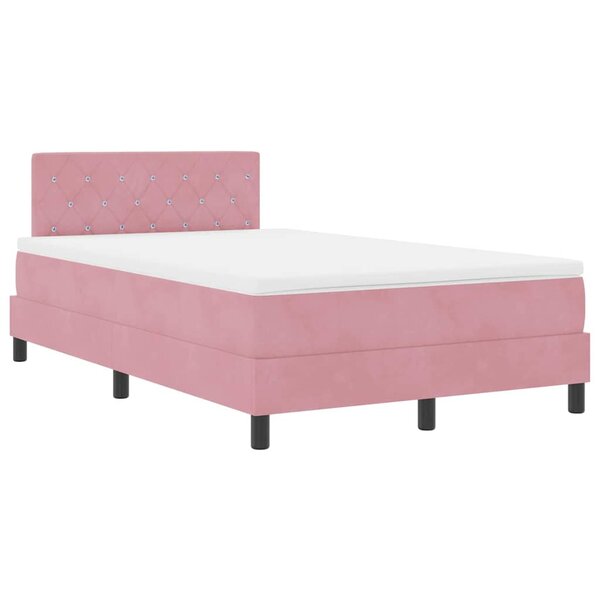 vidaXL Lit à ressort LED avec matelas Rose 120 x 200 cm Velours