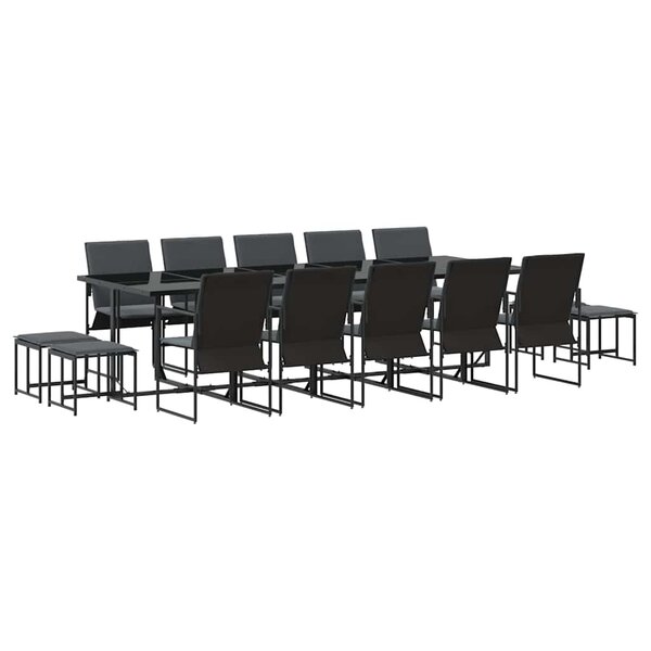 vidaXL Ensemble de salle à manger pour jardin 15 Pièces Noir Acier