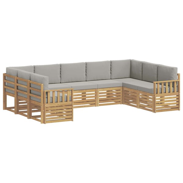 vidaXL Ensemble de canapés d'extérieur 7 Pièces Blanc et gris clair