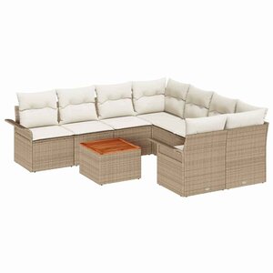 vidaXL Ensemble de canapé de jardin 9 Pièces Beige Poly rotin