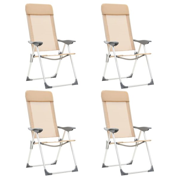vidaXL Chaises de camping pliables lot de 4 Crème Aluminium
