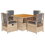 vidaXL Ensemble à manger de jardin avec coussins 5Pièces Beige poly rotin