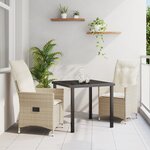 vidaXL Ensemble de jardin 3 pièces avec coussins beige en poly rattan