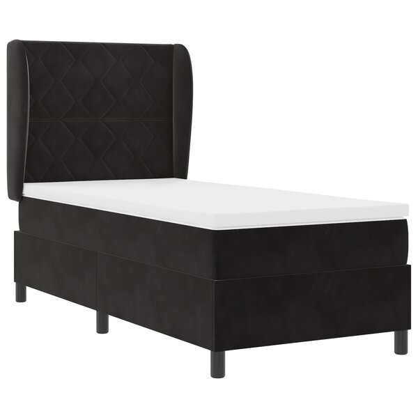 Lit de boxspring vidaXL avec matelas Noir 100x200 cm Velours