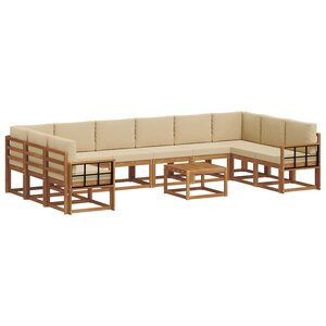 vidaXL Ensemble de canapés d'extérieur 11 pc Naturel et Beige