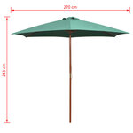 vidaXL Parasol avec poteau en bois 270 x 270 cm Vert
