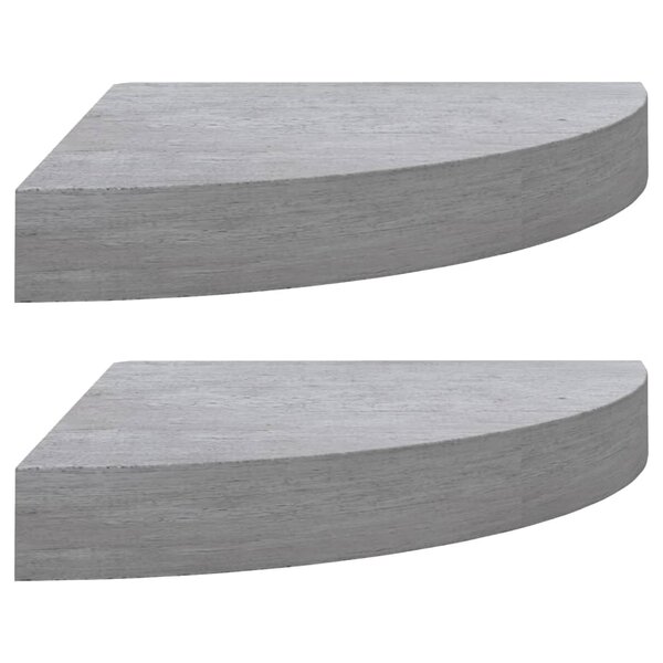 vidaXL Étagères d'angle murales 2 Pièces Gris béton 25x25x3 8 cm MDF