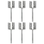 vidaXL Piquets de clôture 6 Pièces Argenté 7x6x30 cm Acier galvanisé