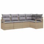 vidaXL Ensemble de canapé de jardin 5 Pièces Beige  Gris clair