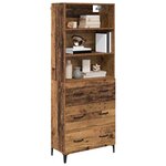 vidaXL Haut Armoire Bois Ancien 69 5 x 34 x 180 cm Bois d'ingénierie