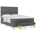 vidaXL Lit à ressorts avec matelas Gris foncé 140 x 190 cm tissu