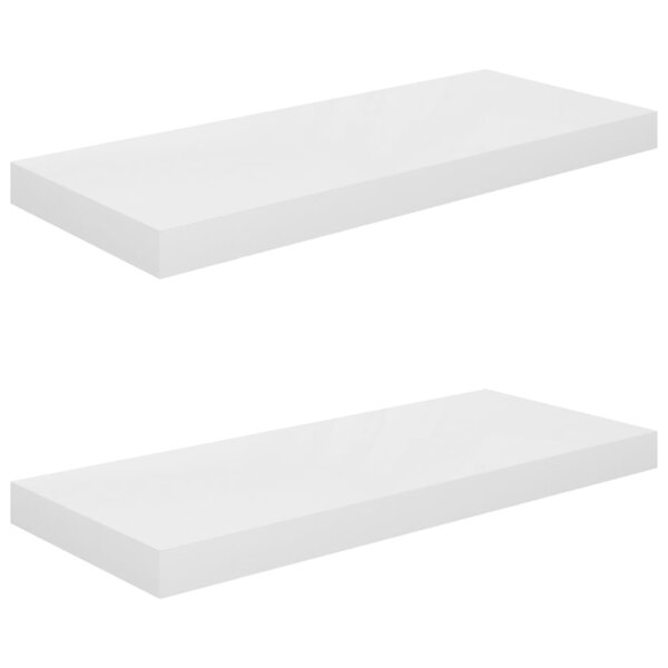 vidaXL Étagère murale flottante 2 Pièces Blanc brillant 60x23 5x3 8cm MDF