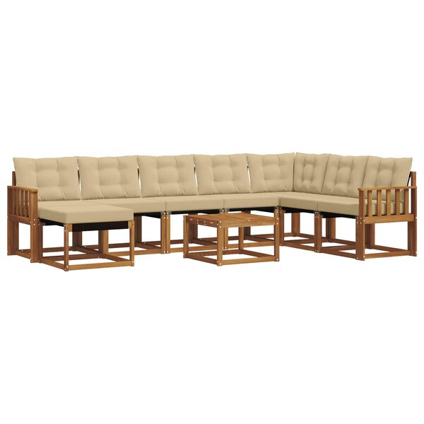 vidaXL Ensemble de canapés d'extérieur 9 pc Naturel et Beige