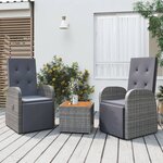vidaXL Ensemble de salon de jardin 3 Pièces gris poly rotin et acacia