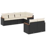 vidaXL Salon de jardin 7 Pièces avec coussins noir résine tressée