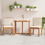Chaises de jardin sans accoudoirs avec coussins – 2 pièces en bois d'acacia
