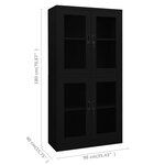 vidaXL Armoire de bureau Noir 90x40x180 cm Acier et verre trempé