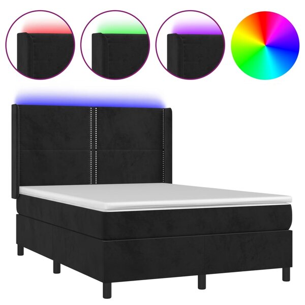 vidaXL Sommier à lattes de lit matelas et LED Noir 140x190 cm Velours