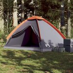 vidaXL Tente de camping à dôme 4 personnes gris et orange imperméable