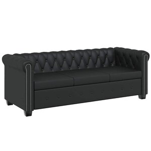 vidaXL Canapé Chesterfield à 3 places cuir synthétique noir