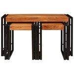 vidaXL Tables d'appoint 3 Pièces Marron et noir Bois d'acacia massif