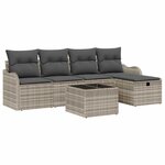 vidaXL Ensemble de canapé de jardin 6 Pièces Gris clair Poly rotin
