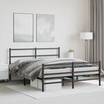 vidaXL Cadre de lit métal sans matelas avec pied de lit noir 160x200cm