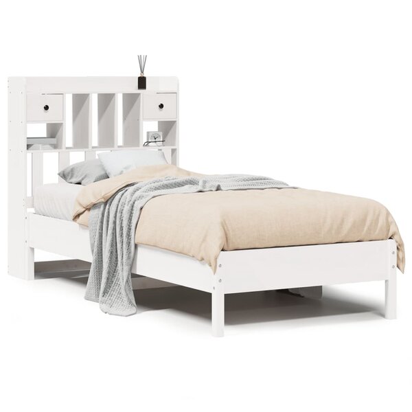 vidaXL Lit bibliothèque sans matelas blanc 75x190cm bois de pin massif
