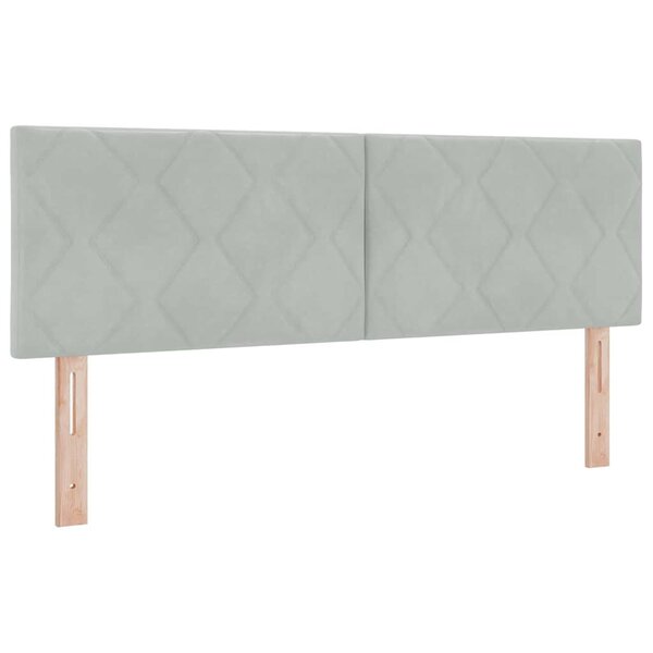 vidaXL Tête de lit LED en velours gris clair avec design en blocs de diamant  160 cm