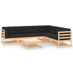 vidaXL Salon de jardin 7 Pièces avec coussins Bois de pin massif