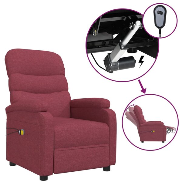 vidaXL Fauteuil électrique de massage Bordeaux Tissu