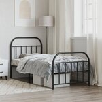 vidaXL Cadre de lit métal sans matelas avec pied de lit noir 90x190 cm