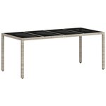 Ensemble de salle à manger de jardin 7 pièces avec coussins en poly rattan gris clair