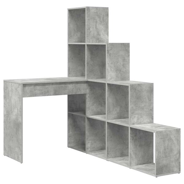 vidaXL Bureau d'angle avec étagère Gris béton 101.5 x 149.5 x 149.5 cm