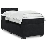 vidaXL Sommier à lattes de lit avec matelas Noir 90x200 cm Velours