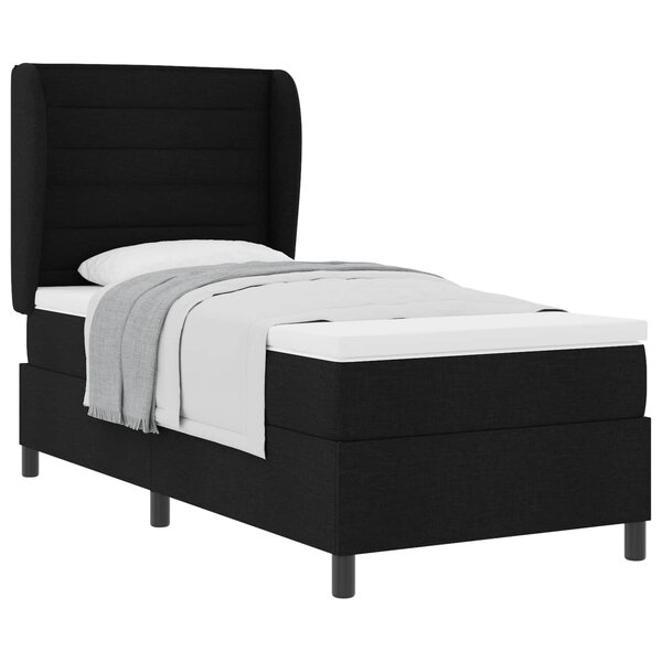 vidaXL Lit à ressorts avec matelas Noir 90 x 190 cm tissu