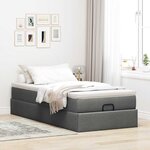 vidaXL Cadre de lit ottoman avec matelas gris foncé 100x200 cm tissu